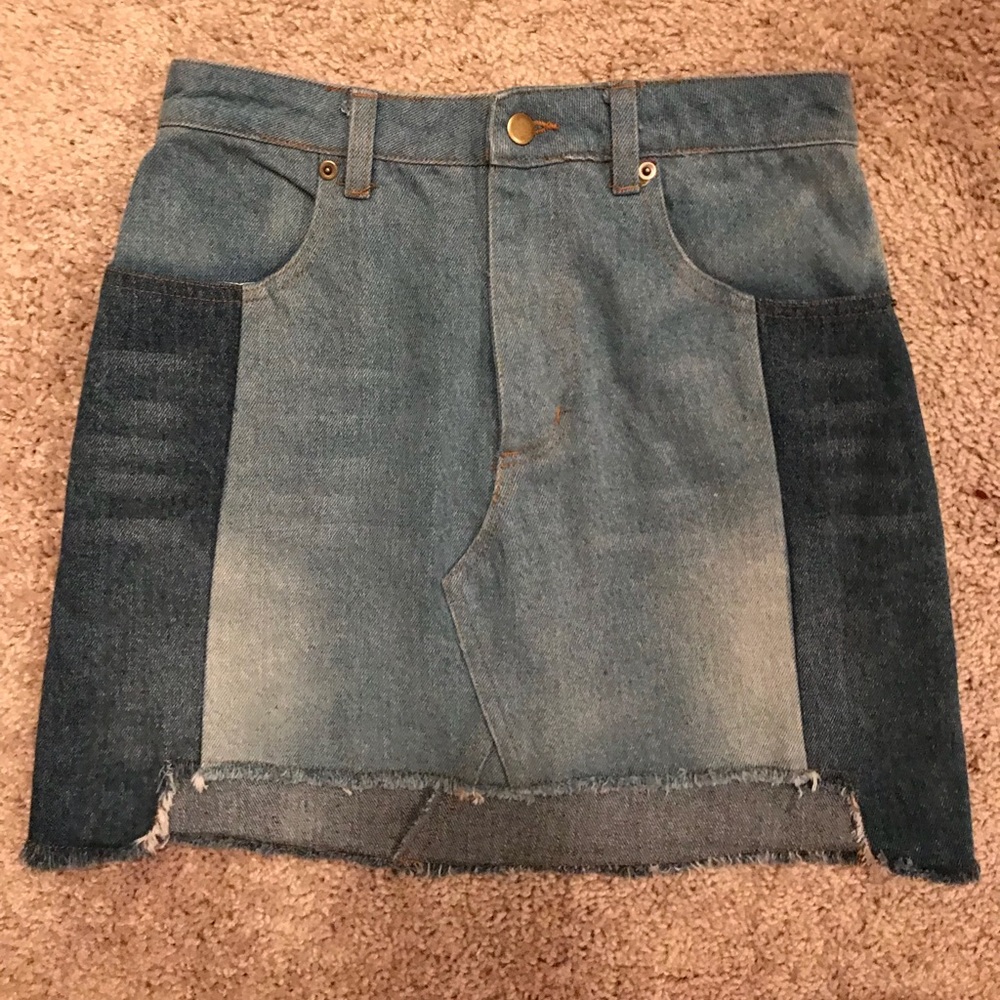 Honey Punch Wild Honey Two-Toned Denim Skirt